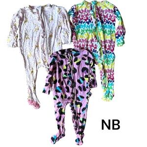 Posh Peanut Ryleigh, Electric Leopard and Rainbow Butterfly Onesies NB